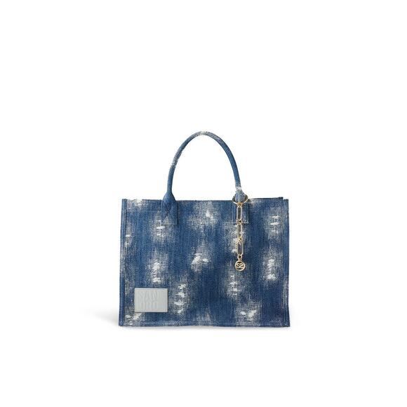 SANDRO Denim Tie-Dyed Kasbah Magnetic Button Closure Open Pocket Grunge Bag - Picture 2 of 13